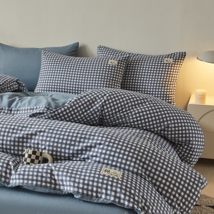 91家纺网 家纺一手货源 找家纺 莱通家纺 2025新款纯色双拼四件套 漫时光