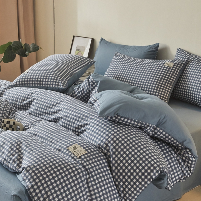 91家纺网 家纺一手货源 找家纺 莱通家纺 2025新款纯色双拼四件套 漫时光