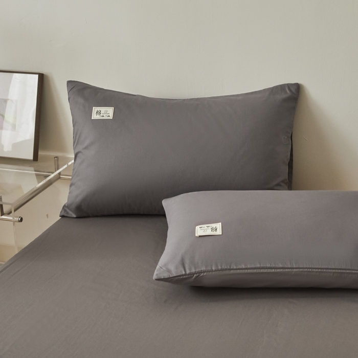 91家纺网 家纺一手货源 找家纺 莱通家纺 2025新款纯色双拼四件套 深灰+浅灰