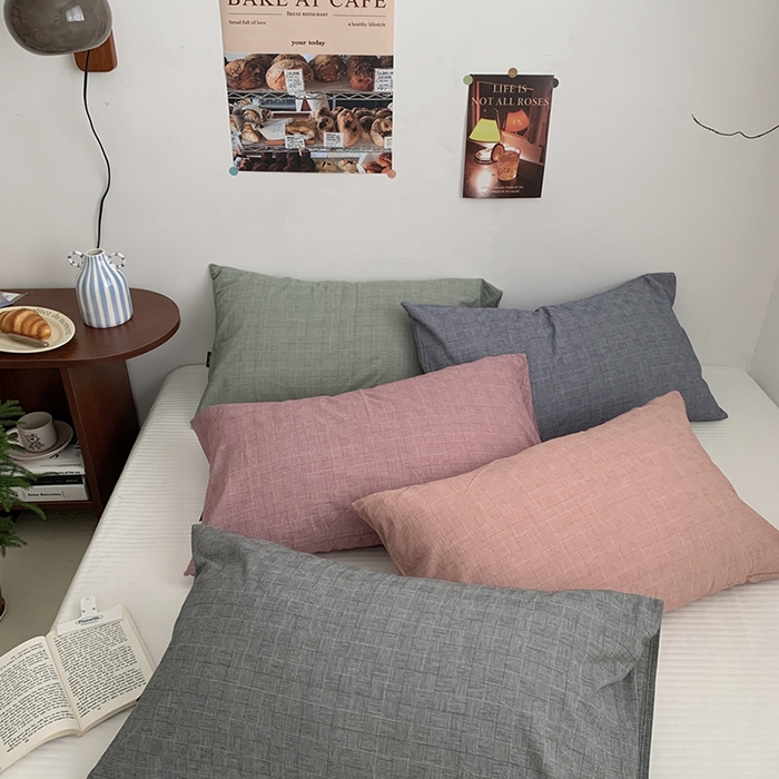 91家纺网 家纺一手货源 找家纺 （总）柚可家居 2024新款机理纹小提花纯棉单枕套