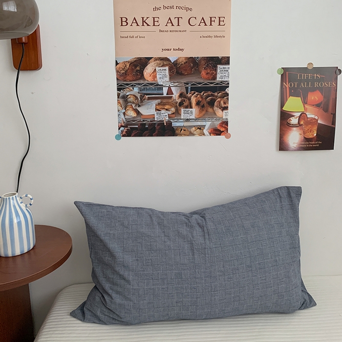 91家纺网 家纺一手货源 找家纺 柚可家居 2024新款机理纹小提花纯棉单枕套 牛仔蓝 机理纹小提花 单枕套