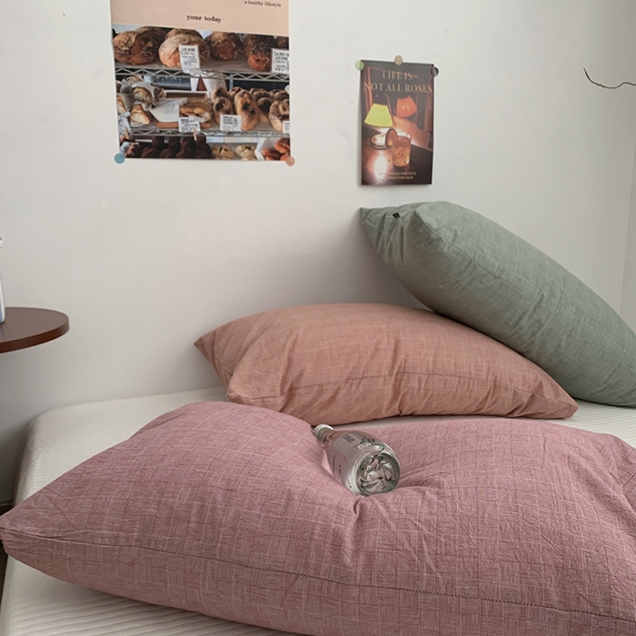 91家纺网 家纺一手货源 找家纺 柚可家居 2024新款机理纹小提花纯棉单枕套 桔调 机理纹小提花 单枕套