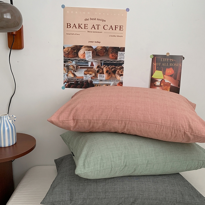 91家纺网 家纺一手货源 找家纺 柚可家居 2024新款机理纹小提花纯棉单枕套 桔调 机理纹小提花 单枕套