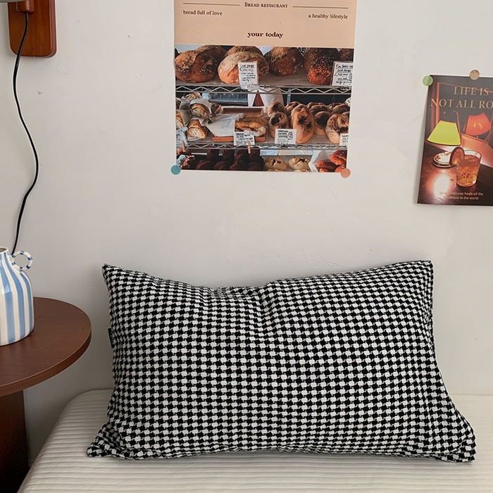 91家纺网 家纺一手货源 找家纺 柚可家居 2024新款21支提花加厚提花单枕套 白黑