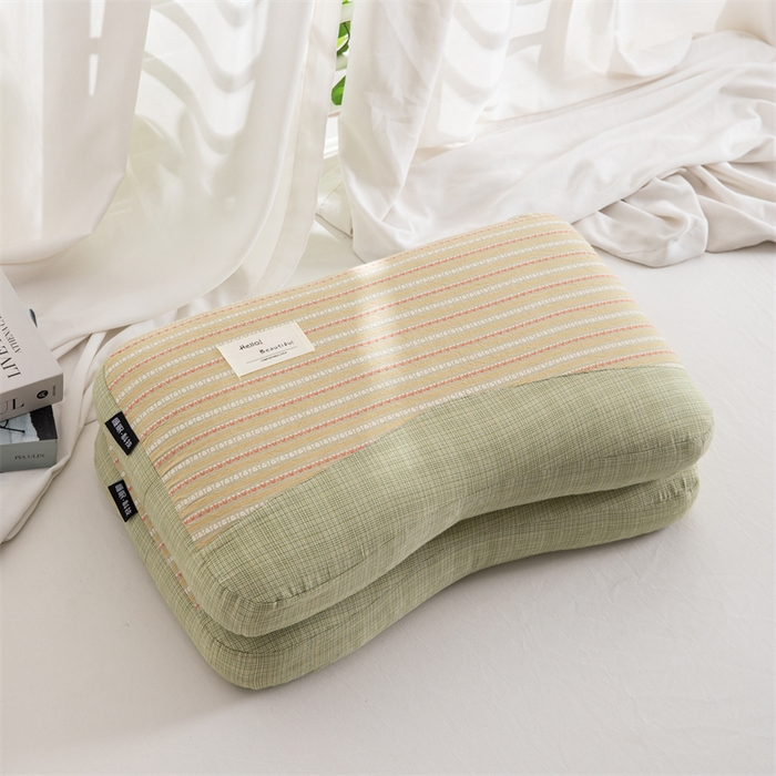 金牛2025新款荞麦枕全棉提花睡眠科技肩颈养护枕全荞麦壳枕头+枕芯 全棉提花肩颈养护枕35×55-翠绿