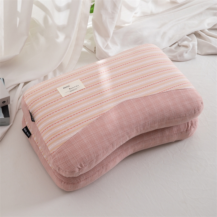 金牛2025新款荞麦枕全棉提花睡眠科技肩颈养护枕全荞麦壳枕头+枕芯 全棉提花肩颈养护枕35×55-粉色