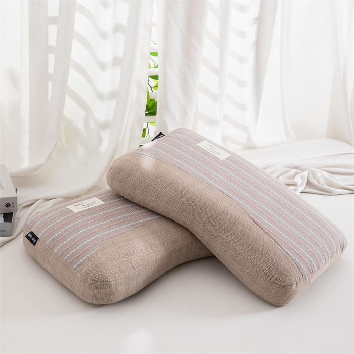 91家纺网 家纺一手货源 找家纺 金牛2025新款荞麦枕全棉提花睡眠科技肩颈养护枕全荞麦壳枕头+枕芯 全棉提花肩颈养护枕35×55-咖色