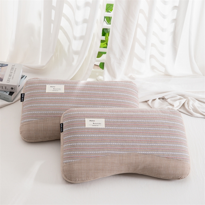 91家纺网 家纺一手货源 找家纺 金牛2025新款荞麦枕全棉提花睡眠科技肩颈养护枕全荞麦壳枕头+枕芯 全棉提花肩颈养护枕35×55-咖色