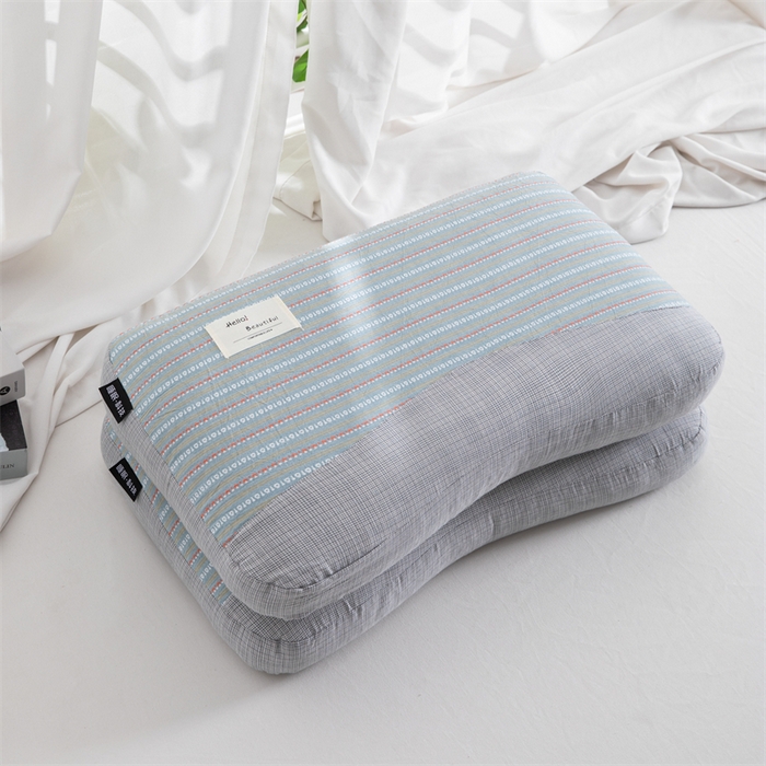 金牛2025新款荞麦枕全棉提花睡眠科技肩颈养护枕全荞麦壳枕头+枕芯 全棉提花肩颈养护枕35×55-蓝灰