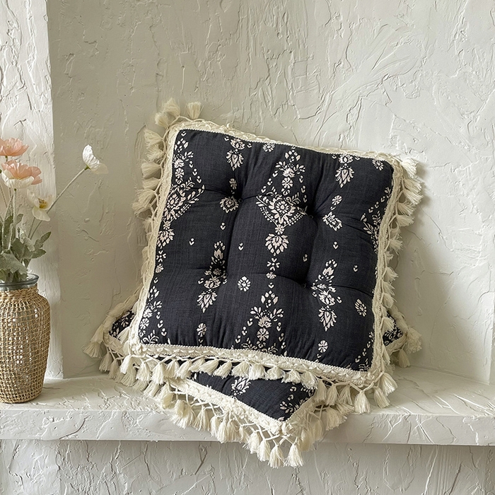 （总）番茄2025新款竹节麻流苏坐垫椅子垫