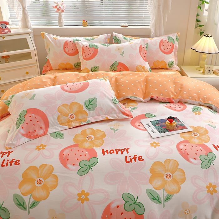 91家纺网 家纺一手货源 找家纺 牧笛缘家纺 2025新款全棉12868四件套 草莓圣代