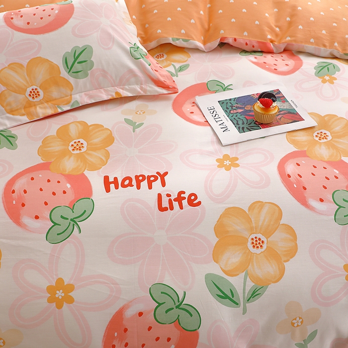 91家纺网 家纺一手货源 找家纺 牧笛缘家纺 2025新款全棉12868四件套 草莓圣代