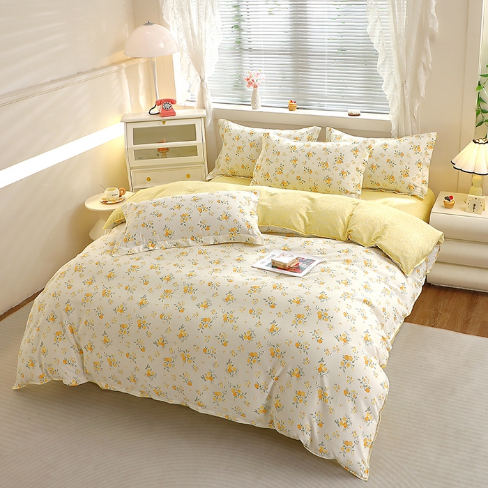 91家纺网 家纺一手货源 找家纺 牧笛缘家纺 2025新款全棉12868四件套 花间沐