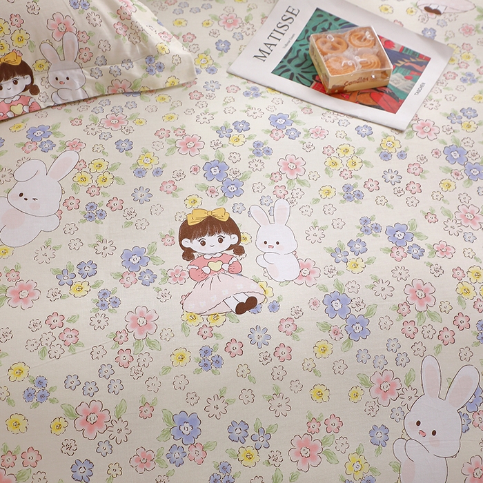 91家纺网 家纺一手货源 找家纺 牧笛缘家纺 2025新款全棉12868四件套 花漾女生