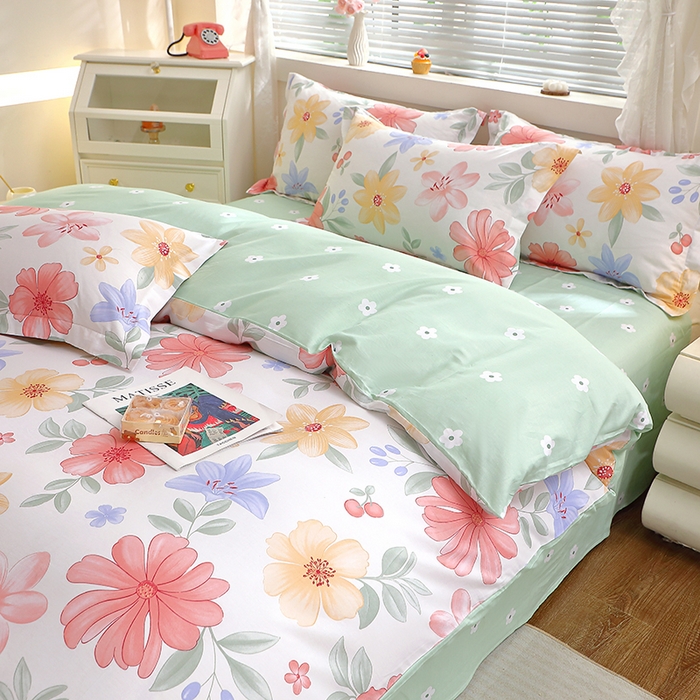 91家纺网 家纺一手货源 找家纺 牧笛缘家纺 2025新款全棉12868四件套 泠羽花园