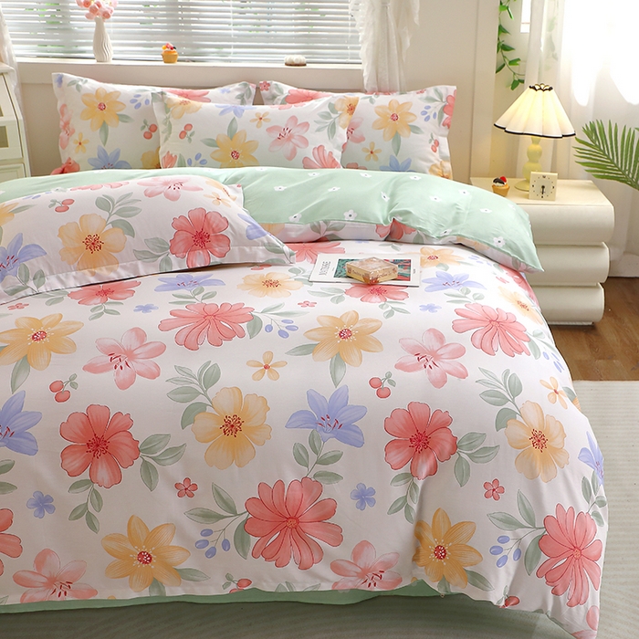 91家纺网 家纺一手货源 找家纺 牧笛缘家纺 2025新款全棉12868四件套 泠羽花园