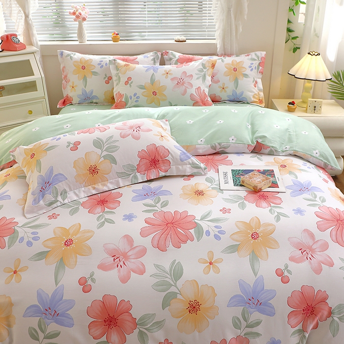 91家纺网 家纺一手货源 找家纺 牧笛缘家纺 2025新款全棉12868四件套 泠羽花园