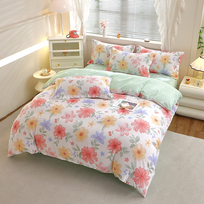 91家纺网 家纺一手货源 找家纺 牧笛缘家纺 2025新款全棉12868四件套 泠羽花园