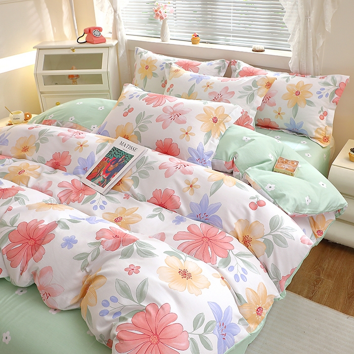 91家纺网 家纺一手货源 找家纺 牧笛缘家纺 2025新款全棉12868四件套 泠羽花园