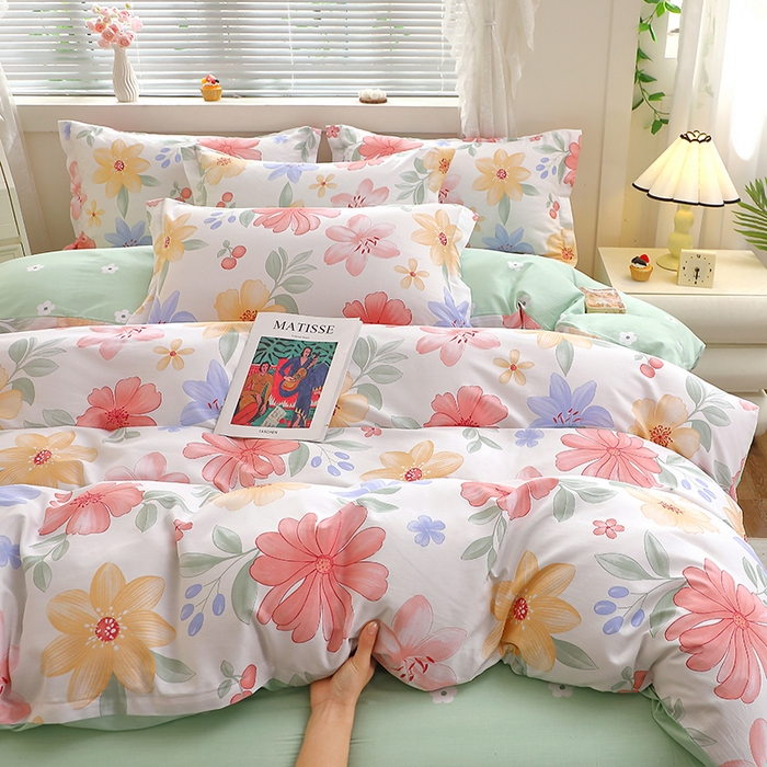 91家纺网 家纺一手货源 找家纺 牧笛缘家纺 2025新款全棉12868四件套 泠羽花园