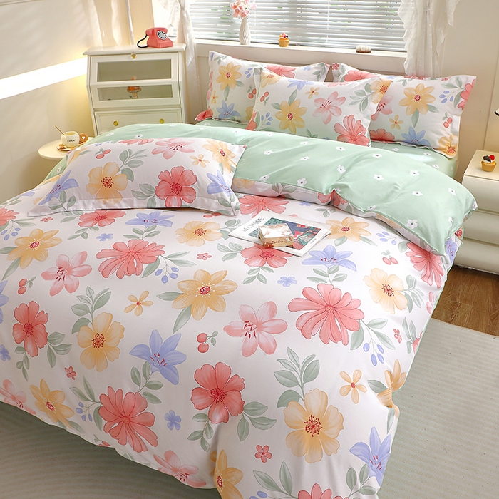 91家纺网 家纺一手货源 找家纺 牧笛缘家纺 2025新款全棉12868四件套 泠羽花园