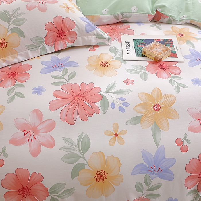 91家纺网 家纺一手货源 找家纺 牧笛缘家纺 2025新款全棉12868四件套 泠羽花园