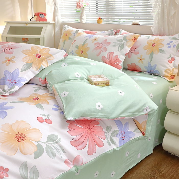 91家纺网 家纺一手货源 找家纺 牧笛缘家纺 2025新款全棉12868四件套 泠羽花园