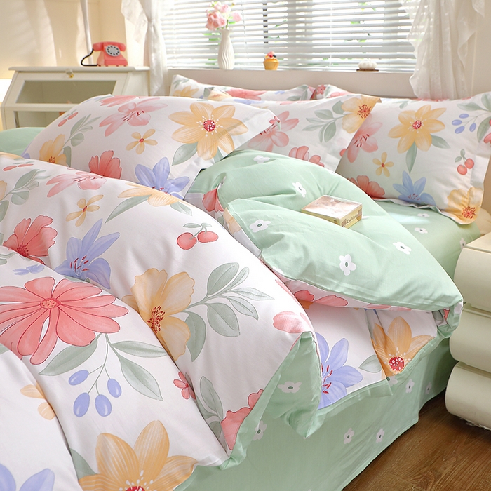 91家纺网 家纺一手货源 找家纺 牧笛缘家纺 2025新款全棉12868四件套 泠羽花园