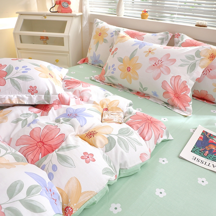 91家纺网 家纺一手货源 找家纺 牧笛缘家纺 2025新款全棉12868四件套 泠羽花园