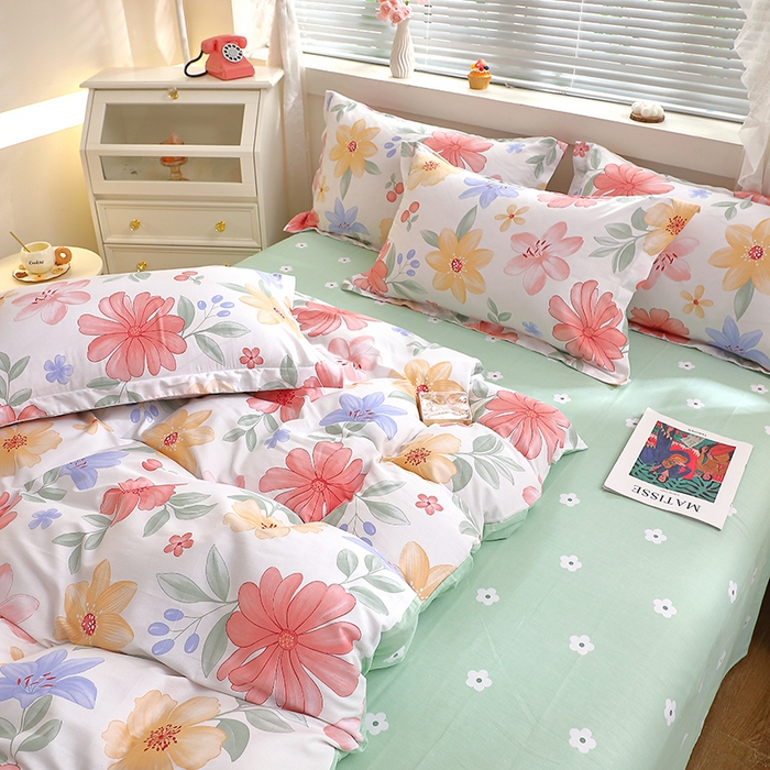 91家纺网 家纺一手货源 找家纺 牧笛缘家纺 2025新款全棉12868四件套 泠羽花园