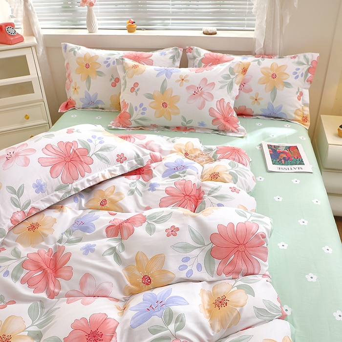 91家纺网 家纺一手货源 找家纺 牧笛缘家纺 2025新款全棉12868四件套 泠羽花园