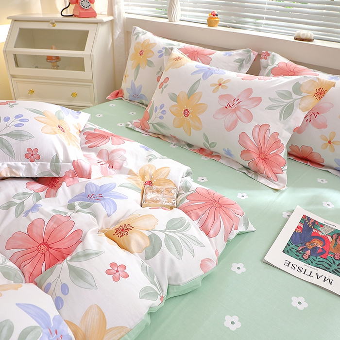 91家纺网 家纺一手货源 找家纺 牧笛缘家纺 2025新款全棉12868四件套 泠羽花园