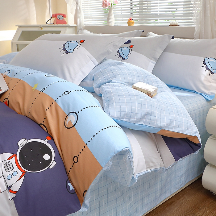 91家纺网 家纺一手货源 找家纺 牧笛缘家纺 2025新款全棉12868四件套 太空旅行