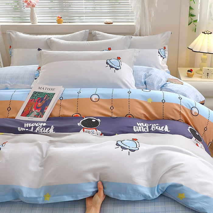 91家纺网 家纺一手货源 找家纺 牧笛缘家纺 2025新款全棉12868四件套 太空旅行