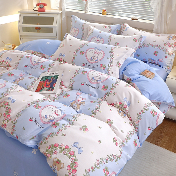 91家纺网 家纺一手货源 找家纺 牧笛缘家纺 2025新款全棉12868四件套 甜宠乐园