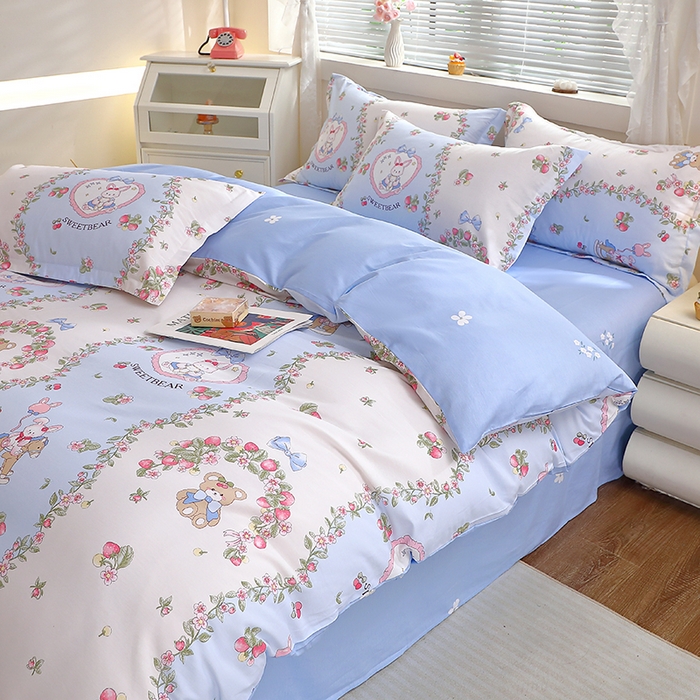 91家纺网 家纺一手货源 找家纺 牧笛缘家纺 2025新款全棉12868四件套 甜宠乐园