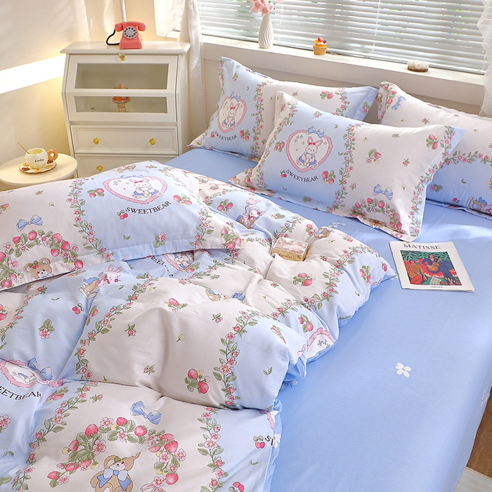 91家纺网 家纺一手货源 找家纺 牧笛缘家纺 2025新款全棉12868四件套 甜宠乐园