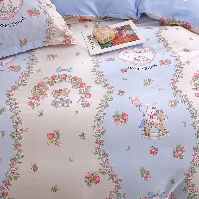 91家纺网 家纺一手货源 找家纺 牧笛缘家纺 2025新款全棉12868四件套 甜宠乐园