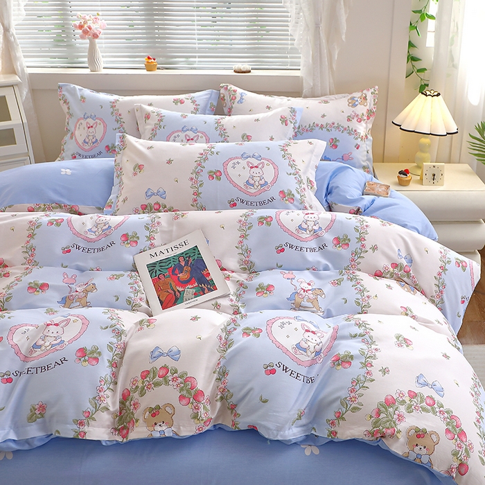 91家纺网 家纺一手货源 找家纺 牧笛缘家纺 2025新款全棉12868四件套 甜宠乐园