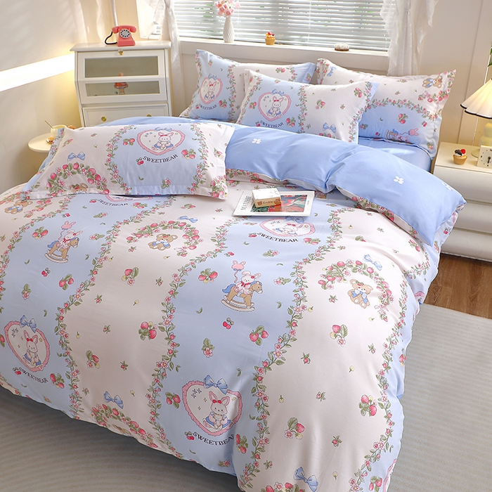 91家纺网 家纺一手货源 找家纺 牧笛缘家纺 2025新款全棉12868四件套 甜宠乐园