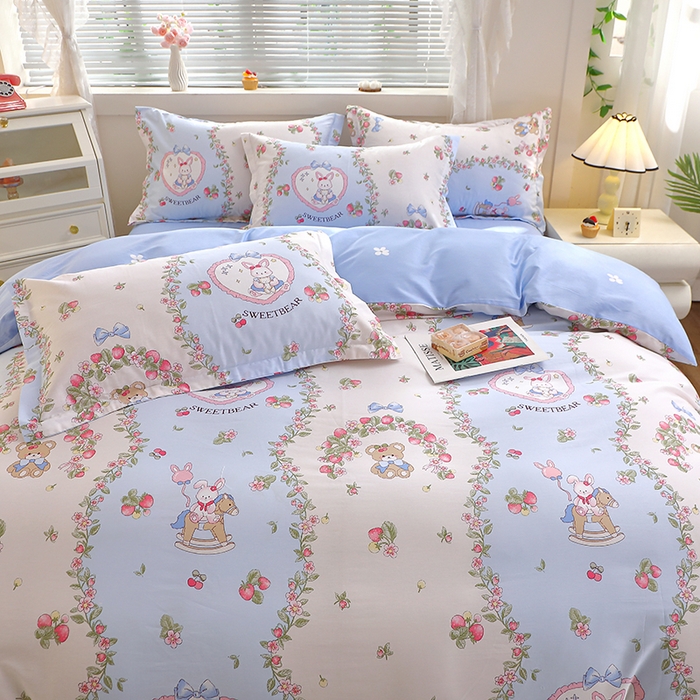 91家纺网 家纺一手货源 找家纺 牧笛缘家纺 2025新款全棉12868四件套 甜宠乐园