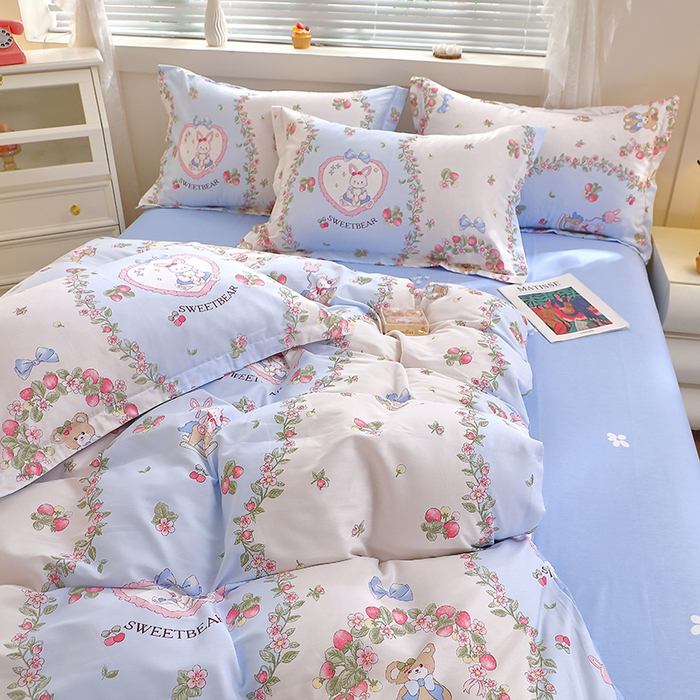 91家纺网 家纺一手货源 找家纺 牧笛缘家纺 2025新款全棉12868四件套 甜宠乐园