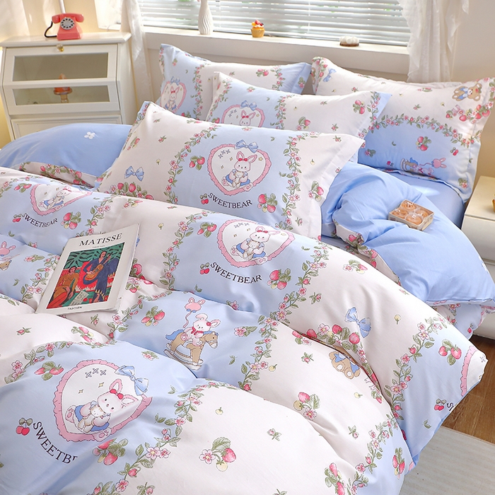 91家纺网 家纺一手货源 找家纺 牧笛缘家纺 2025新款全棉12868四件套 甜宠乐园