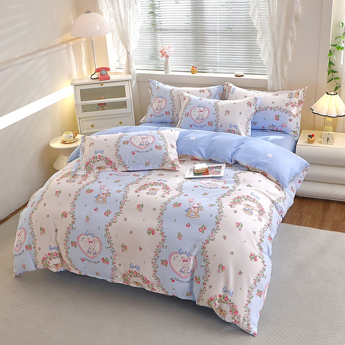 91家纺网 家纺一手货源 找家纺 牧笛缘家纺 2025新款全棉12868四件套 甜宠乐园