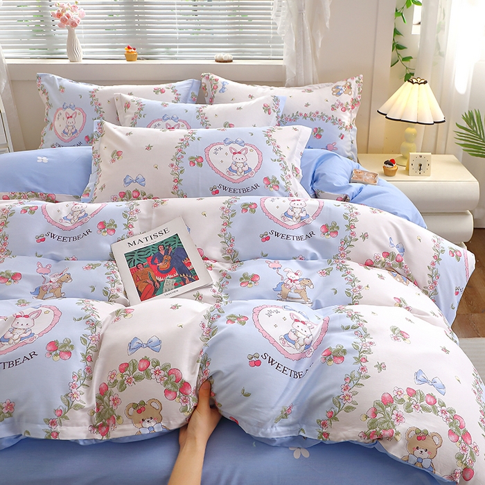 91家纺网 家纺一手货源 找家纺 牧笛缘家纺 2025新款全棉12868四件套 甜宠乐园