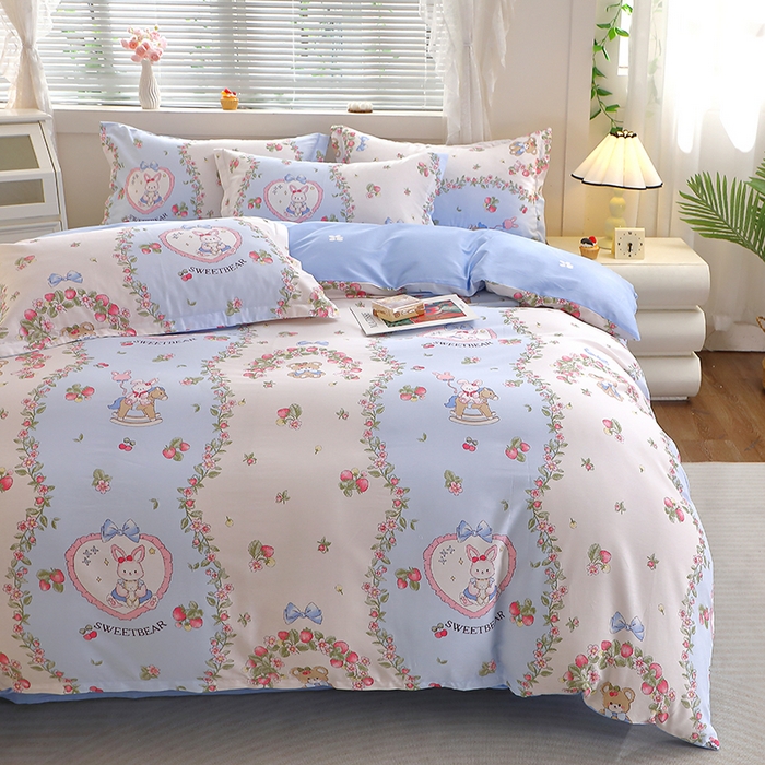 91家纺网 家纺一手货源 找家纺 牧笛缘家纺 2025新款全棉12868四件套 甜宠乐园