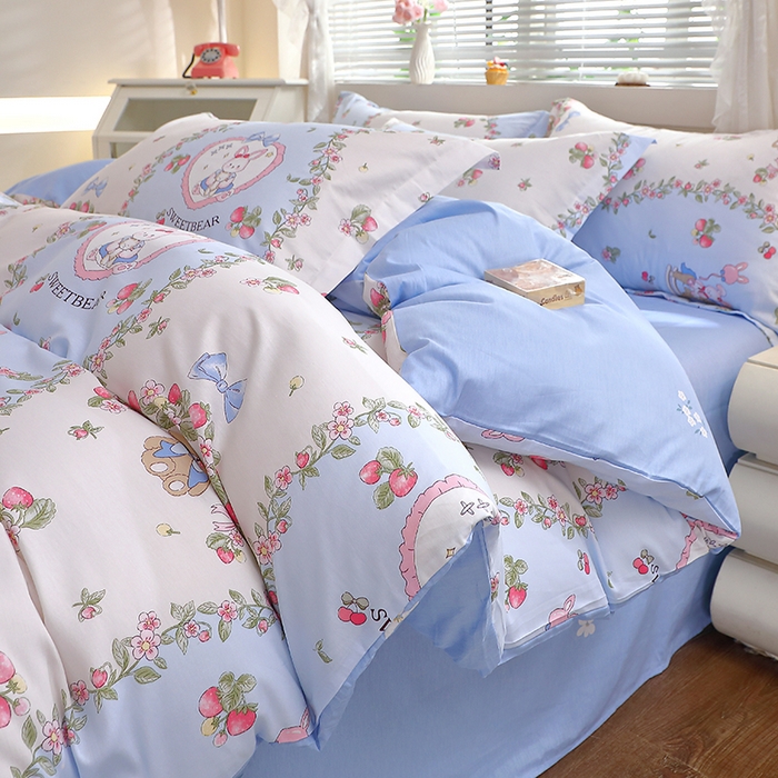 91家纺网 家纺一手货源 找家纺 牧笛缘家纺 2025新款全棉12868四件套 甜宠乐园