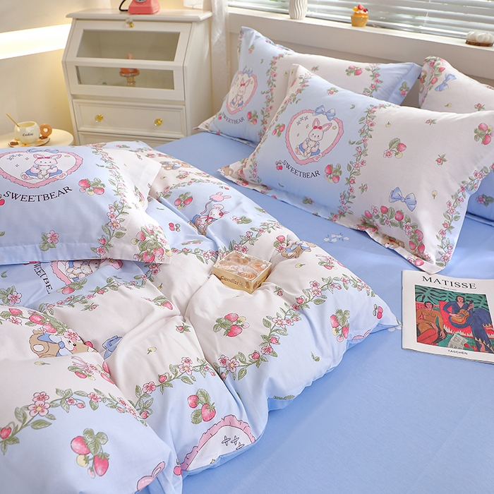 91家纺网 家纺一手货源 找家纺 牧笛缘家纺 2025新款全棉12868四件套 甜宠乐园