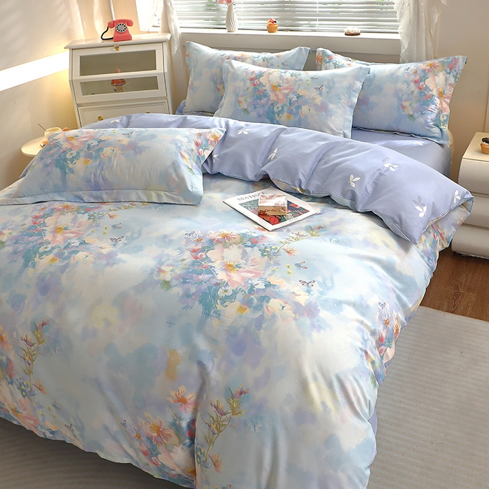 91家纺网 家纺一手货源 找家纺 牧笛缘家纺 2025新款全棉12868四件套 雾里寻花