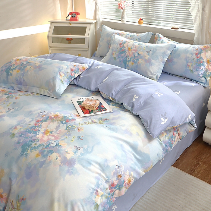 91家纺网 家纺一手货源 找家纺 牧笛缘家纺 2025新款全棉12868四件套 雾里寻花